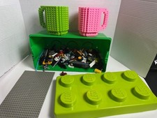 3 lb Bulk LEGO Lot Genuine Bricks Parts Pieces Sets 2 LEGO Mugs Storage Case