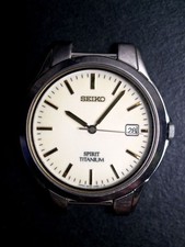 Seiko Spirit Quartz 3-Hand Date Titanium 5E32-0020 Men's Watch Ae871 Working