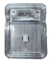Valcambi Suisse 1 Gram 999.5 Platinum Bar ICG MS 70 2861.52 per troy oz