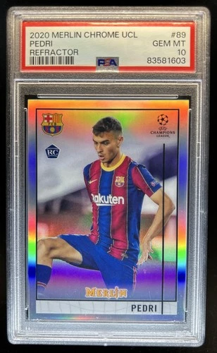 2020-21 Topps Merlin Chrome UEFA Pedri RC Refractor Rookie #89 Barcelona PSA 10