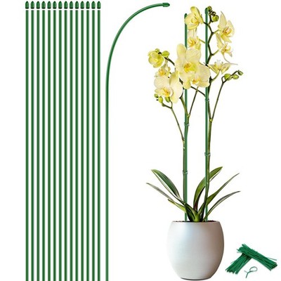 15Pcs Orchid Stakes,17.7 Inch Plant Support Sticks Invisible Bendable Green Pole