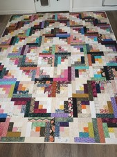 Patchwork Quilt Multicolor White 80 x 96 Cotton Rectangular Quilted