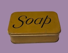 Vintage WWII Era Tin Metal Travel Soap Box Holder Case w/ Hinged Lid