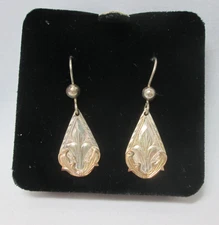 Vogt Sterling Gold Filled Scroll Design Dangle Drop Earrings French Hook