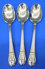3 - YAMAZAKI CAROUSELLE-GOLD Accent Glossy Stainless JAPAN Flatware TEASPOONS