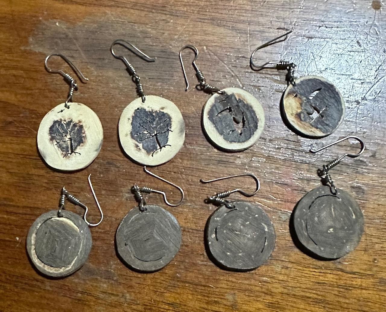 Maple Tree Pattern Wooden Dangle Earrings lot of … - image 2