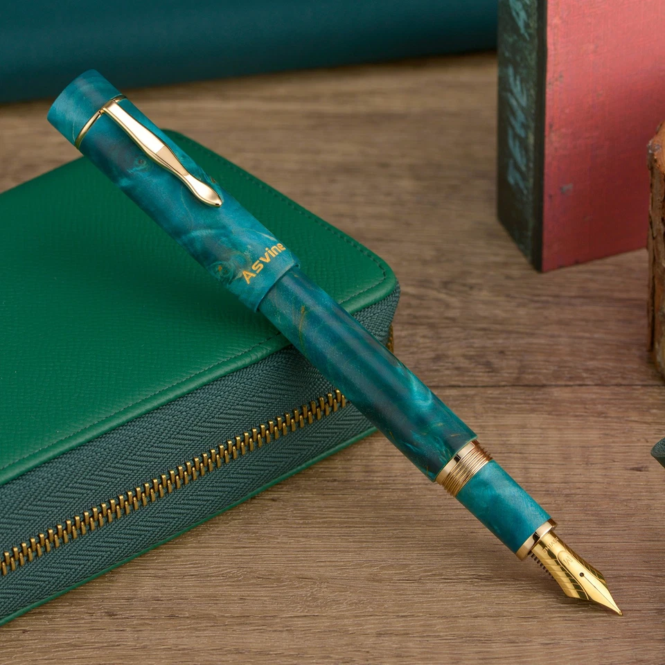Pluma Estilográfica Asvine C2000 Madera Estabilizada Nº8 EF/F/M/Stub 1.1 Nuevo en Caja Verde Foto 4 de 4