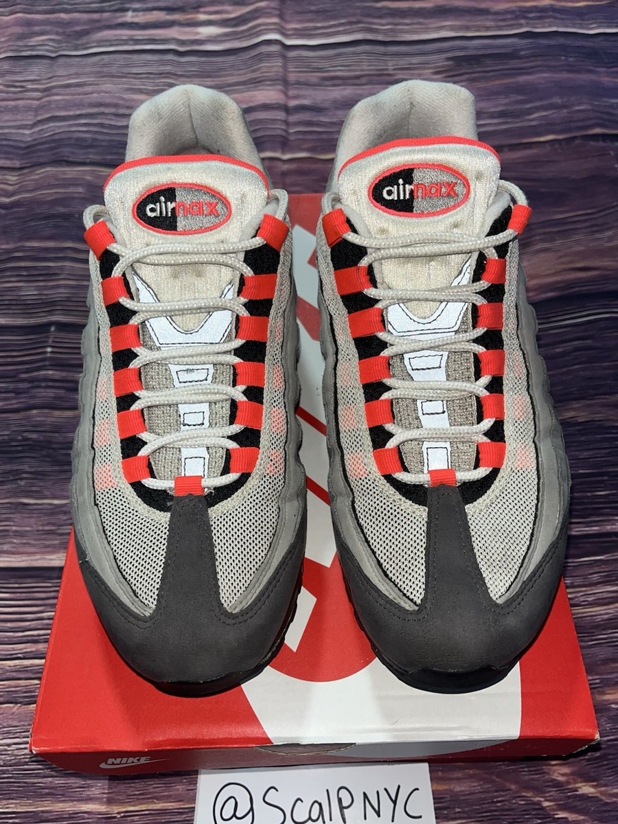 靴 Nike Air Max 95 OG Solar Red (2018) Nike Air Max 95 OG 'Solar Red' 2018 Gray/Red/Black Mens Size 8.5