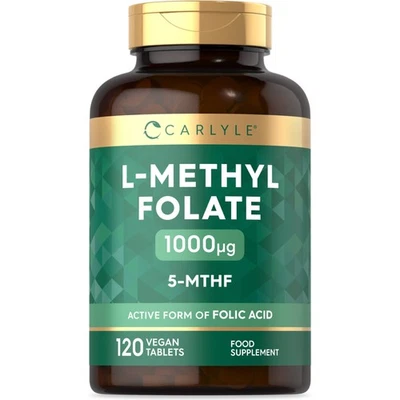 L-Methylfolate 1000ug | 120 Tablets | 5-MTHF Folate Supplement | By Carlyle