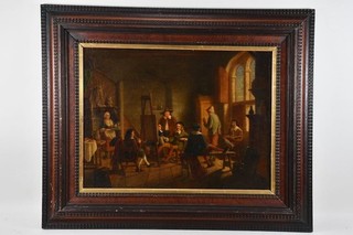 O13K09 Painting Old Master Scene in Studio Holland 17th/18th Century