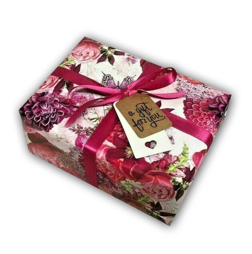 Pink and Red Flowers Butterfly Christmas Gift Wrap + Ribbon & Gift Tags - Picture 3 of 3