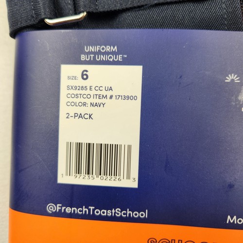 French Toast Girls School Uniform, 2-Tab Scooter, Navy, Size 6, 2-Pack **NEW** - Picture 3 of 4