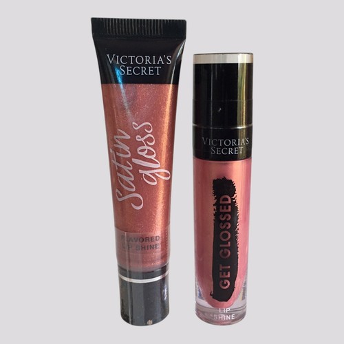 2pc Victoria’s Secret Get Glossed Lip Shine Rose Gold + Satin Gloss Caramel Kiss - Picture 2 of 11