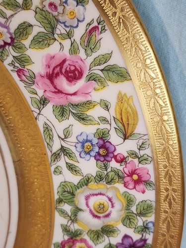 RANSGIL 11" Dinner Plate, Floral, Gold Trim, VERY NICE! - Picture 4 of 10