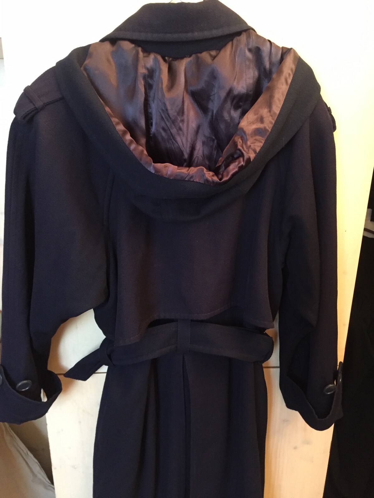 YVES SAINT LAURENT YSL VARIATION LUSSO COAT HOOD CAPOTTO DARK BLU LANA 42 FR