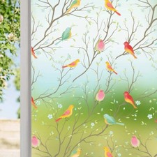 Bird Tree No Glue Static Decorative Privacy Window Films for Glass 17.7"x78.7"