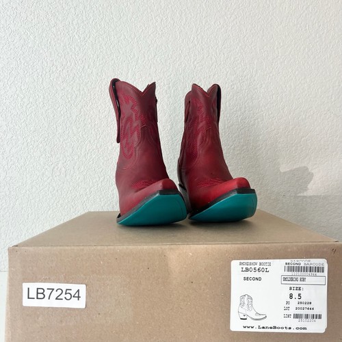 Lane SMOKESHOW Womens Cowboy Bootie 8.5 Red Leather Western Cowgirl Ankle Boots - Picture 12 of 14