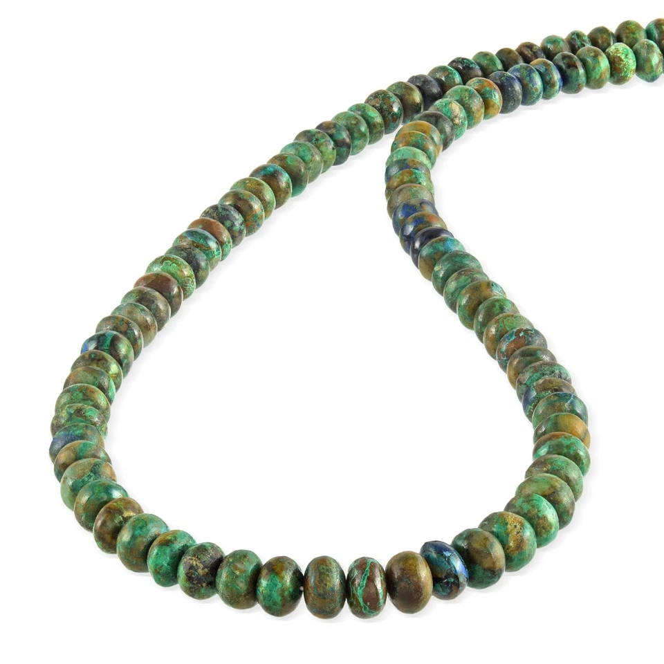 Collar de mujer hecho a mano con cadena de cuentas Rondell de azurita azurita natural de 18" Foto 4 de 4