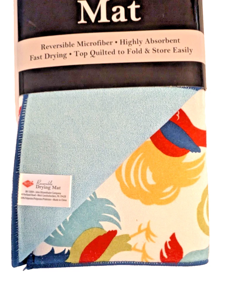 Ritz страны петух блюдо сушилка коврик двусторонний синий фермерский дом подарок новый - Изображение 3 из 4