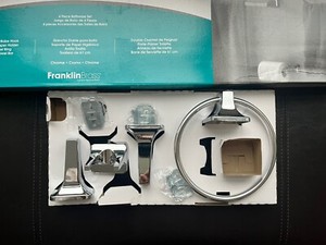 Franklin Brass Futura - Toilet Paper Holder, Shower Hook Towel Ring set Chrome