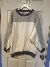 Vintage 80s 90s Gitano Plus Color Block Sweatshirt 40/24 Gray White Retro.