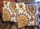 Set 2 Pier One Boho Throw Accent Pillow Embroidered Crewel 16" Square Amethyst