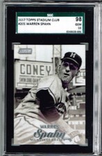 2017 Topps Stadium Club Warren Spahn SGC 98/ GEM 10