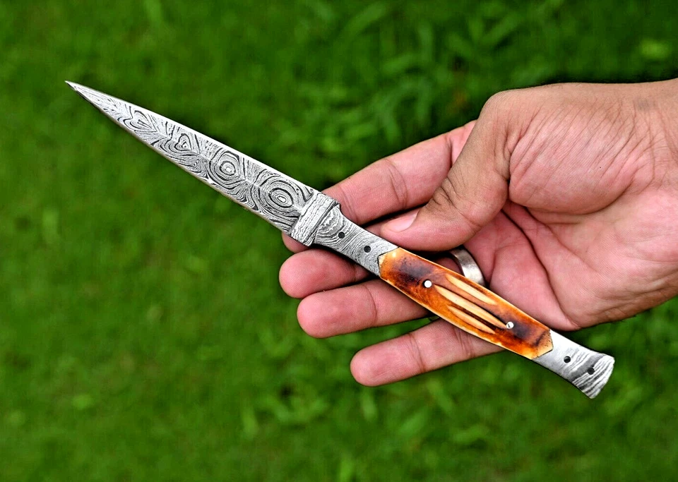 Custom Made Damascus Hunting Boot Knife - Hand Forged Damascus Steel Blade 2842 - Image 2 of 4