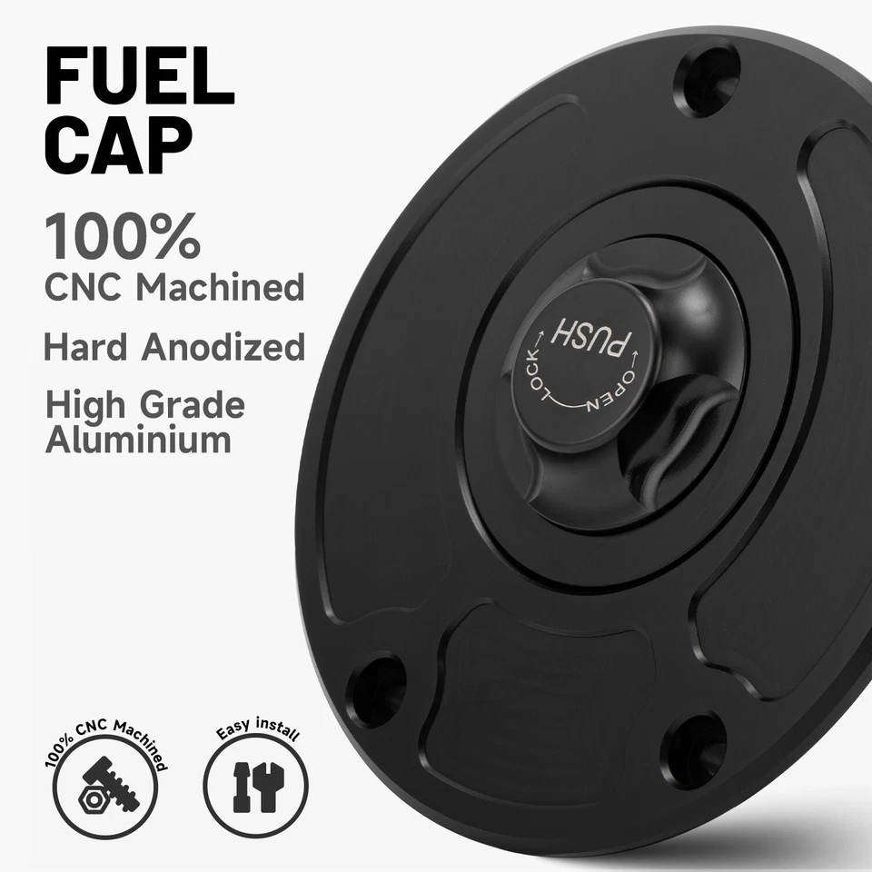 Fuel Gas Tank Cap Cover Keyless For Kawasaki Ninja ZX-6R ZX636 ZX600 ZX10R 07-15 - Image 4 of 4