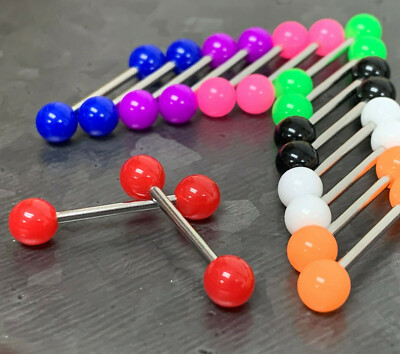 8 PAIR Value Pack Solid Color Balls Nipple Barbells Rings Shields 14g 5/8''