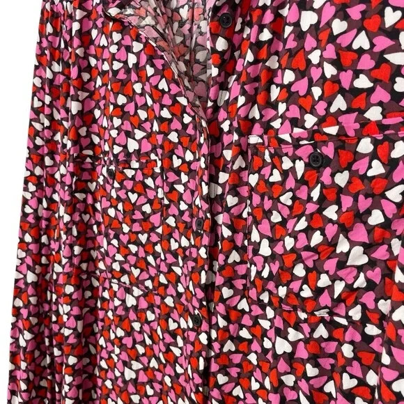 LOFT Outlet Heart Print Button Down Collared Blou… - image 5