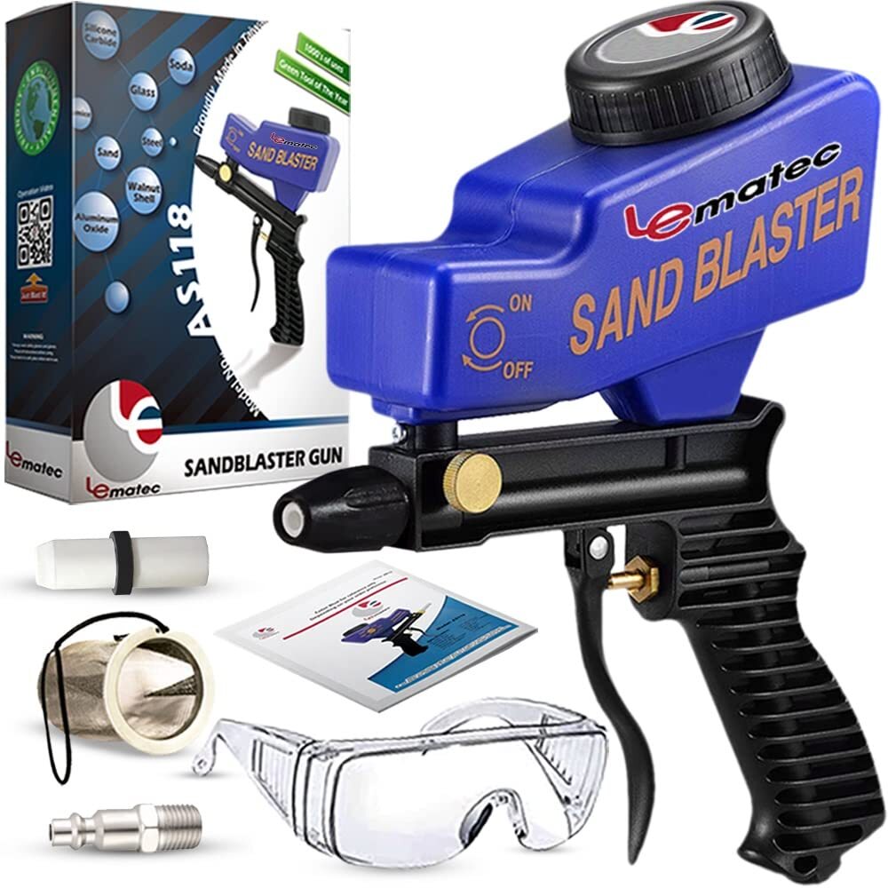AS118 Sand Blaster Gun Kit for Air Compressor, Paint/Rust Remover