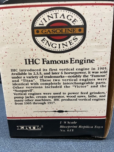 1991 ERTL IHC FAMOUS ENGINE 1/8 SCALE DIE-CAST VERTICAL GASOLINE ENGINES No. 615 - Picture 8 of 16