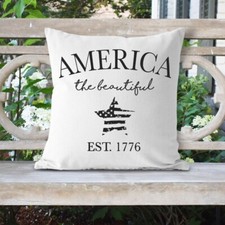 Throw Pillow Cover, America The Beautiful, 4th of July, Americana, Summer