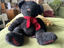 Vintage MACYS Y2K Black Sparkle Teddy Bear Plush Russ Berrie  Co Christmas 2000