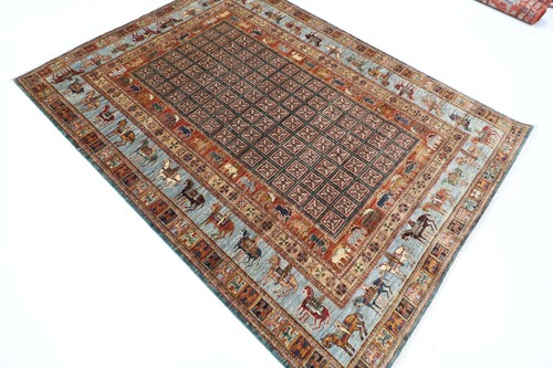 6 x 8 ft Oriental Animal Area Rug Afghan Hand Knotted Veg dye Wool Tribal Rug - Picture 2 of 10