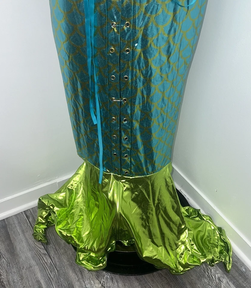 Русалка Хэллоуин костюм женщин средний большой сексуальный косплей металлический зеленый синий - Изображение 4 из 4