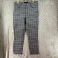 Tommy Hilfiger Womans 12 Pants Gray Plaid Skinny Ankle Mid Rise Academia Stretch
