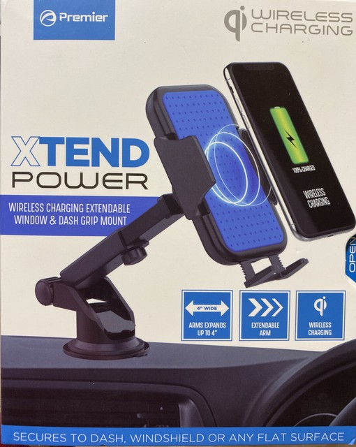 Premier Xtend QI Wireless Charging Phone Car Mount Extendable Iphone