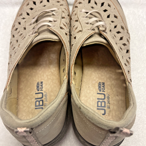 JBU Jambu Slip On Leather Flats 8.5W Oasis Shoes Tan Perforated Comfort Loafers - Picture 8 of 20