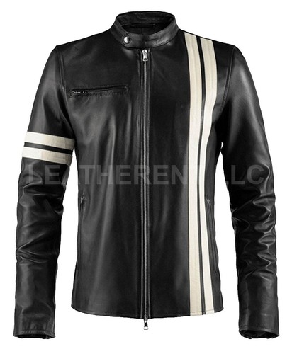 Vintage 90s Y2K Arizona Faux Leather Racing Stripe Full Zip