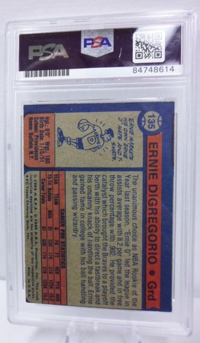 1974-75 Topps Ernie Digregorio Certificado PSA/DNA Autógrafo Grado Gema/como nuevo 10 - Imagen 2 de 2