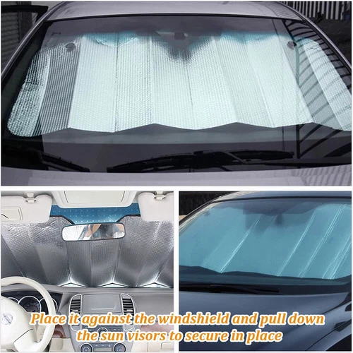 Foldable Car Windshield Front Window Sun Shade Cover Visor UV Block Protector - Foto 9 di 11