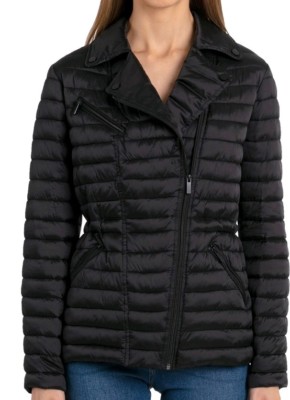 Badgley Mischka Womens Puffer Coat Jacket Mia Black Quilted Designer Size XS