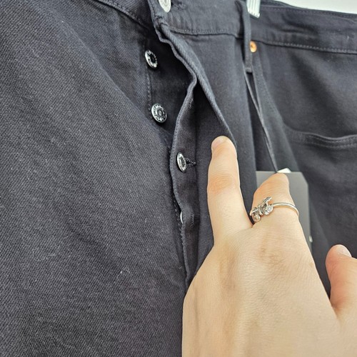 Jeans Levi's Premium Ribcage alla caviglia dritti neri da donna taglia 22W NUOVI bottoni mosca - Foto 3 di 16