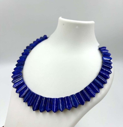 Natural Smooth Lapis Lazuli Necklace Beads Gemstone Beautiful Woman's & Jewelry - Picture 3 of 3