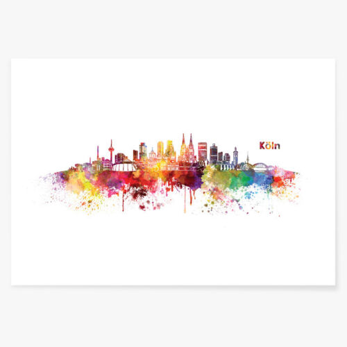 JUNIWORDS poster "Skyline Cologne" in watercolor gift birthday DIN A4 A3 A2 A1 - Picture 2 of 3