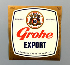 Vecchia etichetta birra, birrificio GROHE, esportazione, Darmstadt / Assia #1113#