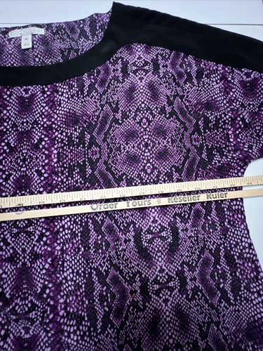 Dana Buchman Blouse Women's X-Large Purple Black Short Sleeve Tunic Shirt Hi Low - Picture 5 of 16
