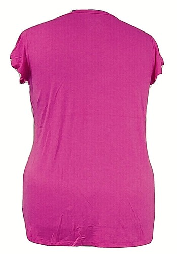 Torrid 5 V-Neck Flutter Sleeve Tee Pink Bold Stretch Super Soft Solid 5X 28 New - Picture 4 of 8